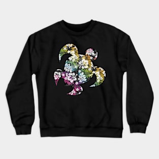 Large Hawaiian Print - Hibiscus, Plumeria, and Leaves in rainbow and black Crewneck Sweatshirt